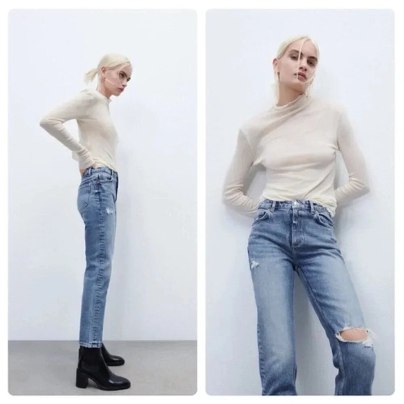 🆕 Zara Slim High Rise Ankle Jeans - Picture 3 of 11